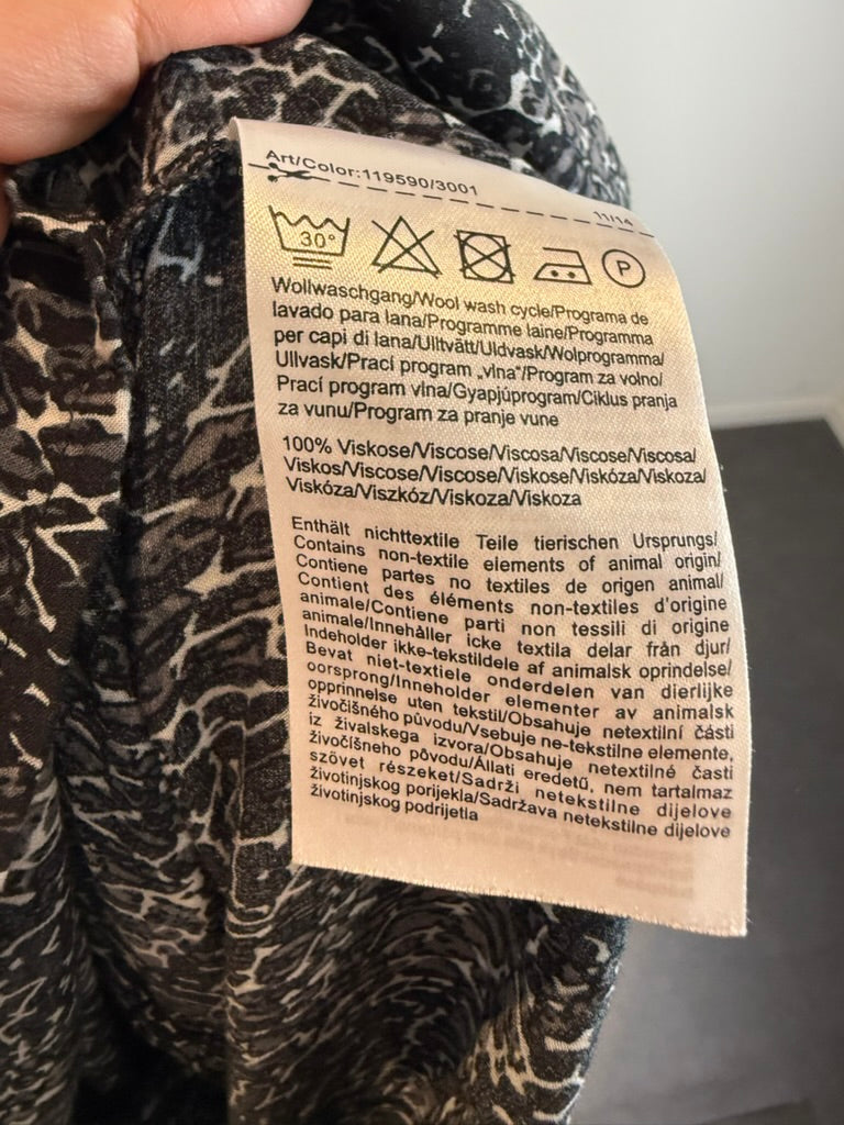 Street One - Blouse - zwart-wit patroon, V-hals, lange mouw - L