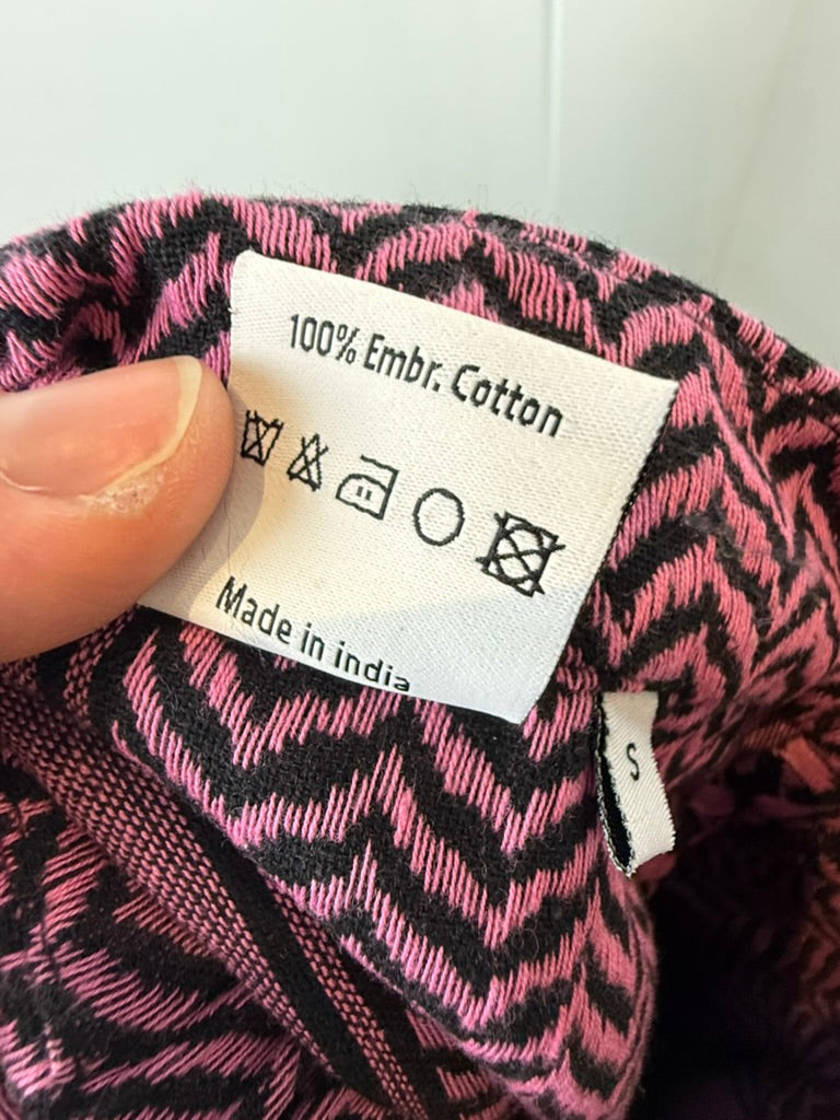 ROUGH STUDIOS - Broek - roze en zwart, grafische print, elastische tailleband - S