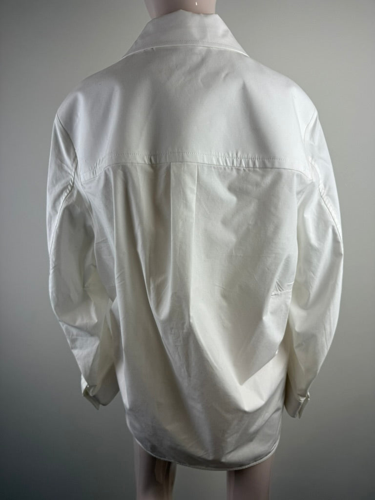 ZARA - Blouse - wit, klassieke kraag, knoopsluiting - M