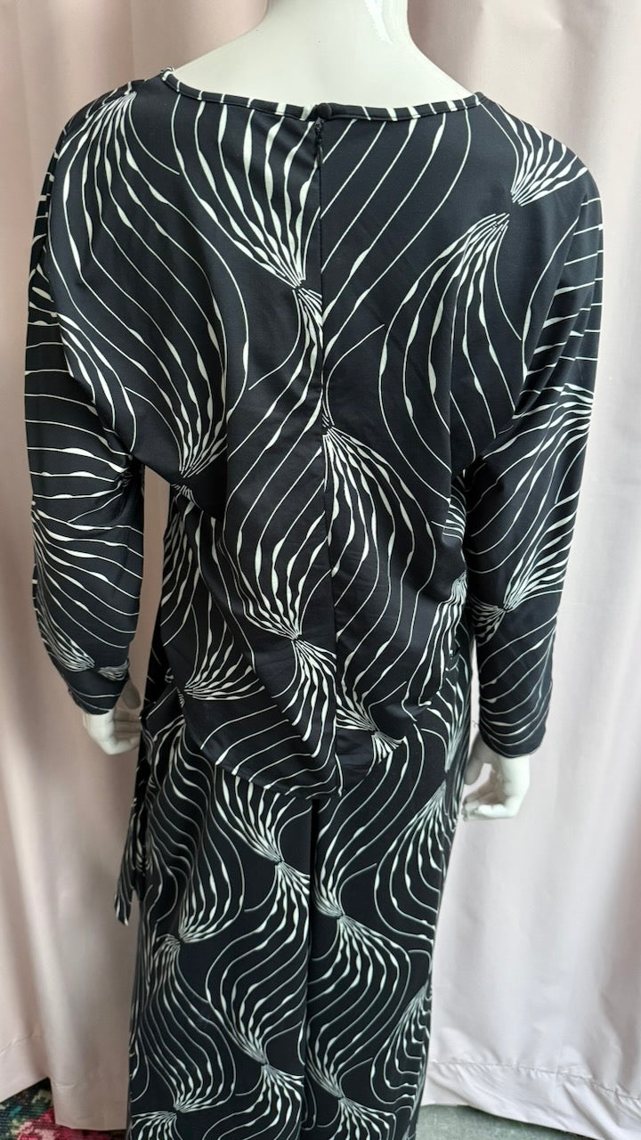 K Design - Set - zwart-wit abstracte print, wijde broek, hoge taille - M