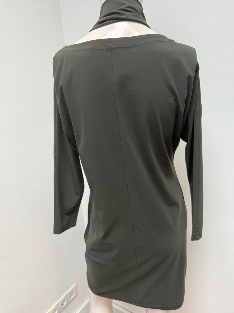 LaDress by Simone - Jurk - groen, sjaalkraag, lange mouwen - XS