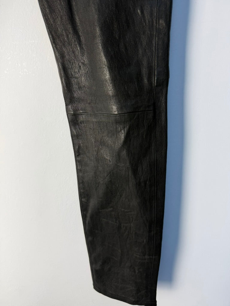 FRAME - Broek - zwart, skinny fit, lamsleer - S