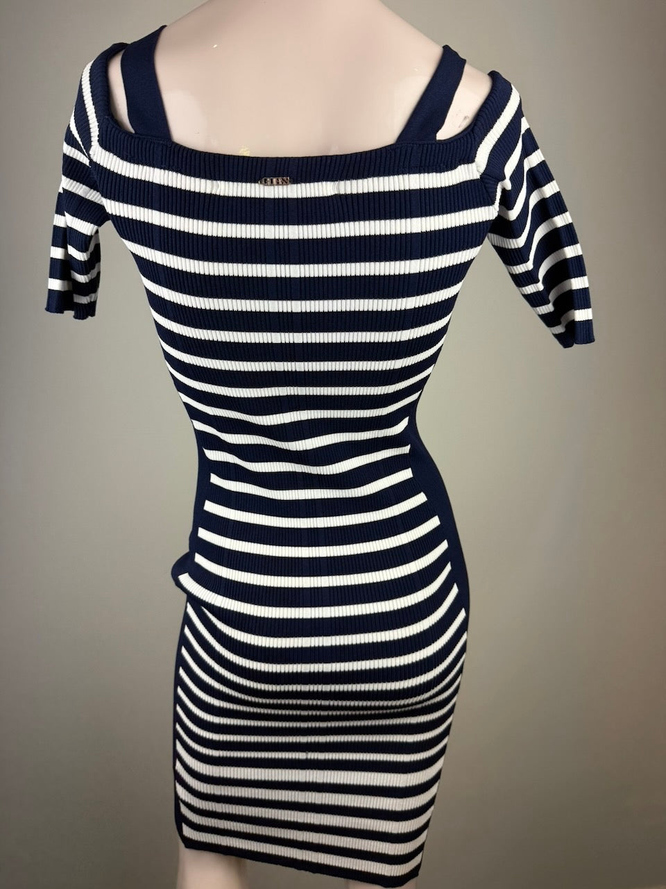 Guess - Jurk - blauw-wit, horizontale strepen, ribgebreid - S