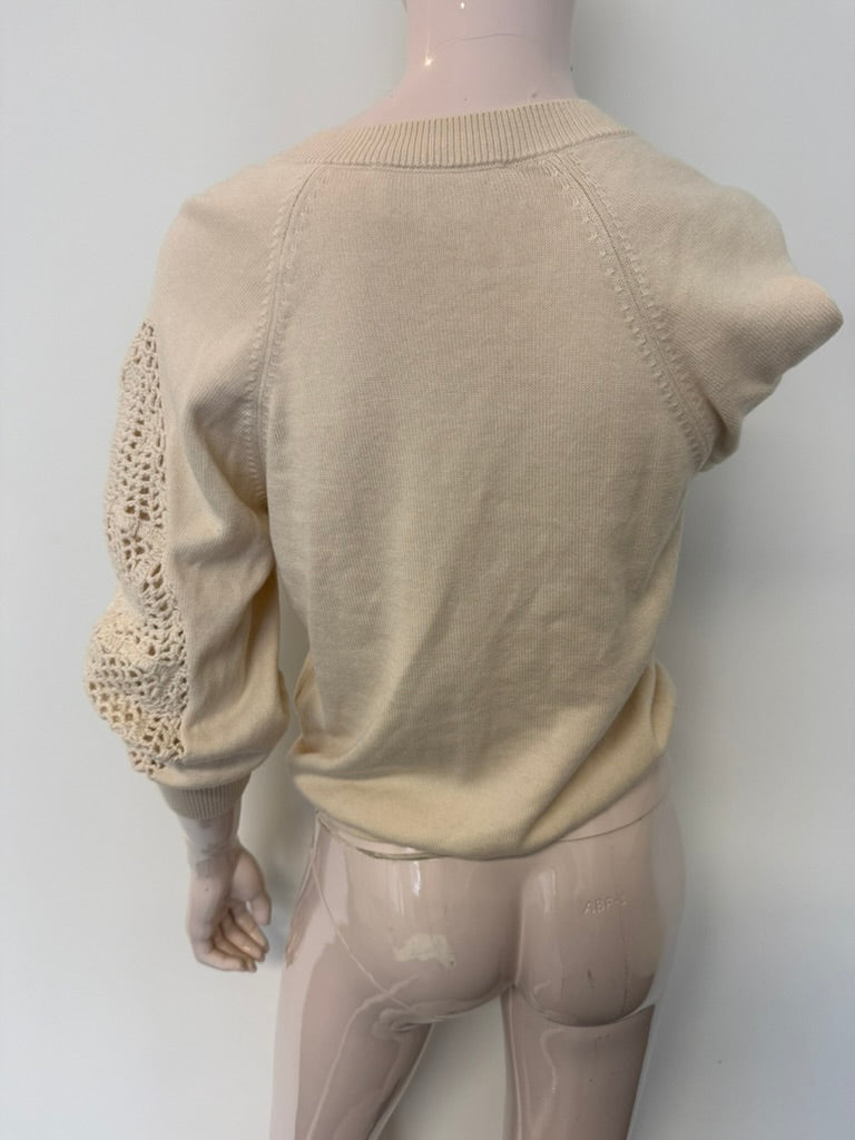 ba&sh - Trui - beige, V-hals, fijngebreid - S