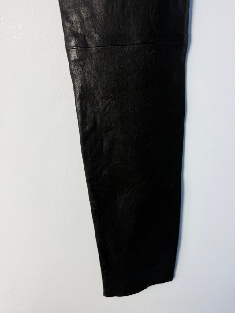 FRAME - Broek - zwart, skinny fit, lamsleer - S