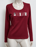 Bandolera - Trui - bordeaux, tekstprint 'shine', pailletten en studs - L