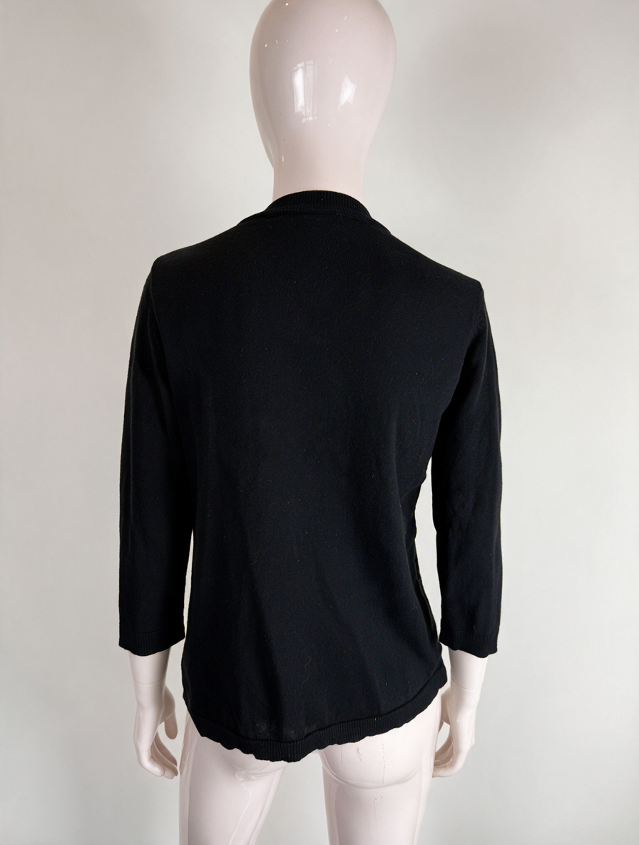 DIDI - Vest - zwart, bloemenkant voorpand, knoopsluiting - S