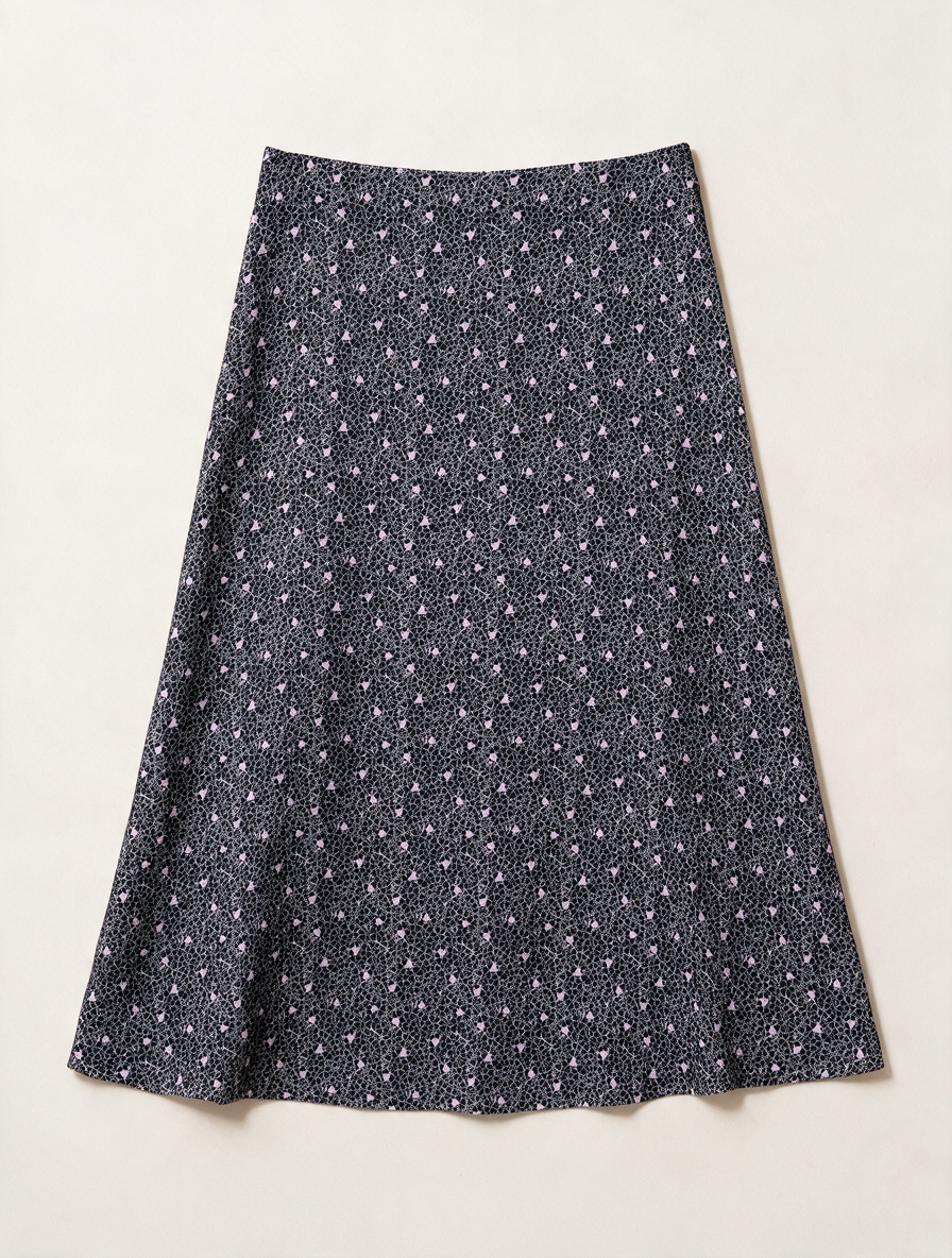 Grace & Mila - Rok - zwart-wit bloemenpatroon, asymmetrische knopenrij, midi-lengte - M