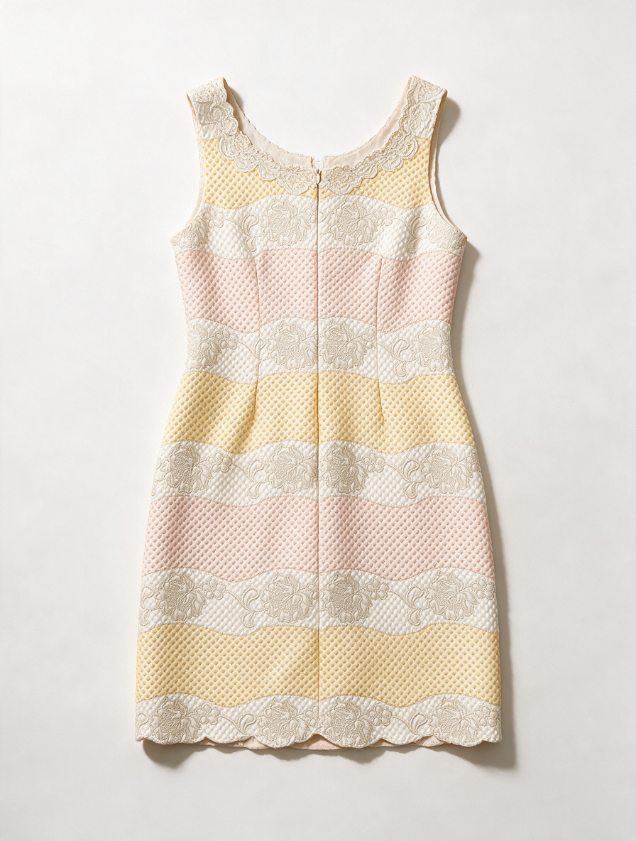 Sandro Ferrone - Jurk - pasteltinten, banenpatroon, mouwloos - XL