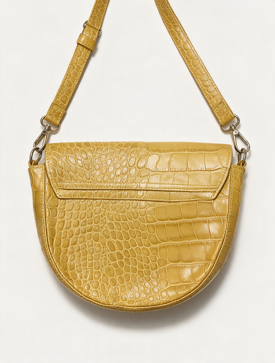 Fabienne Chapot - Schoudertas - geel, croco-structuur, flap met magneetsluiting - 1 maat