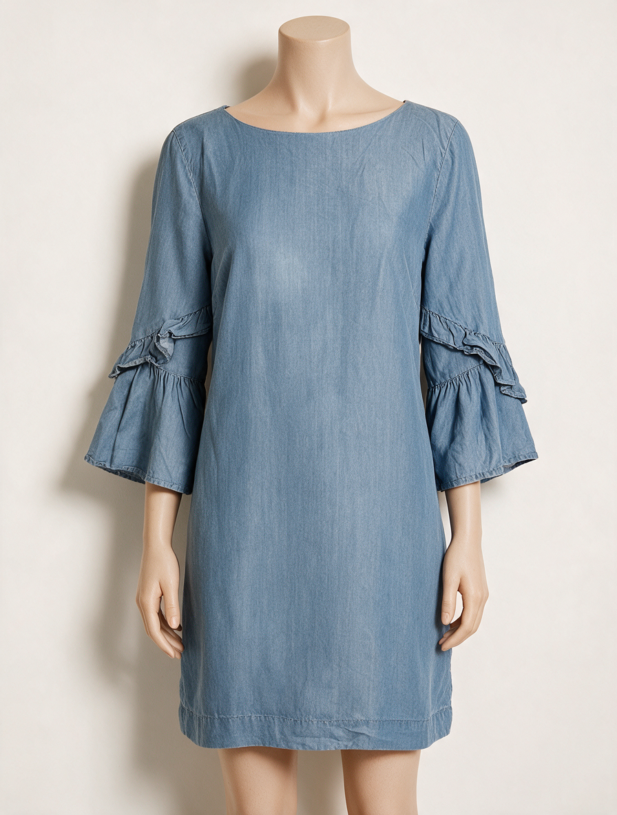 Mint Velvet - Jurk - blauw, denimlook, 3/4 mouw - L