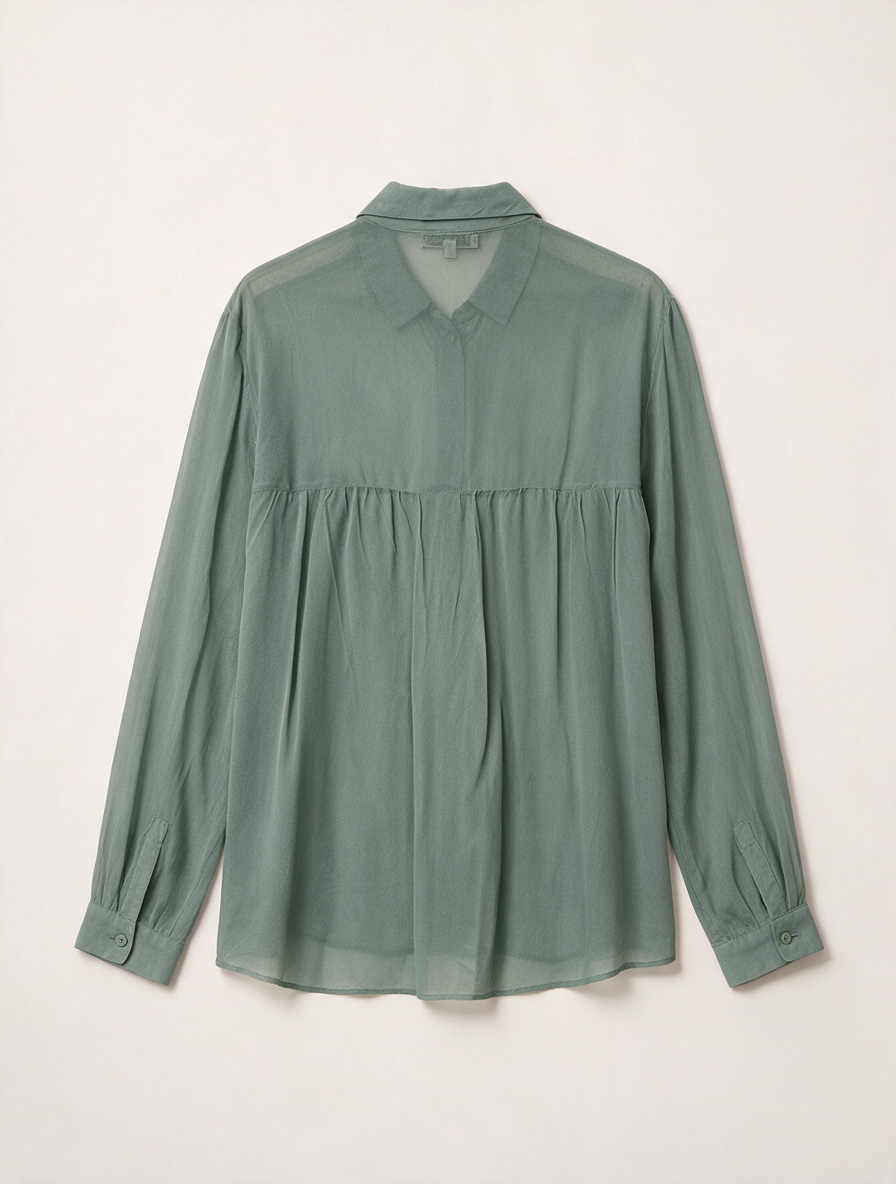 Second Female - Blouse - groen, striklint in de taille, licht doorschijnend - M