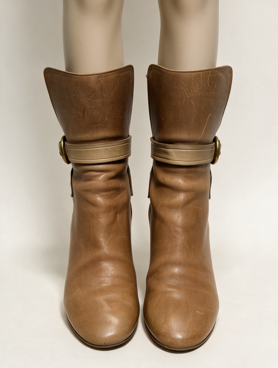 Isabel Marant - Enkellaars - bruin, blokhak, goudkleurige gesp