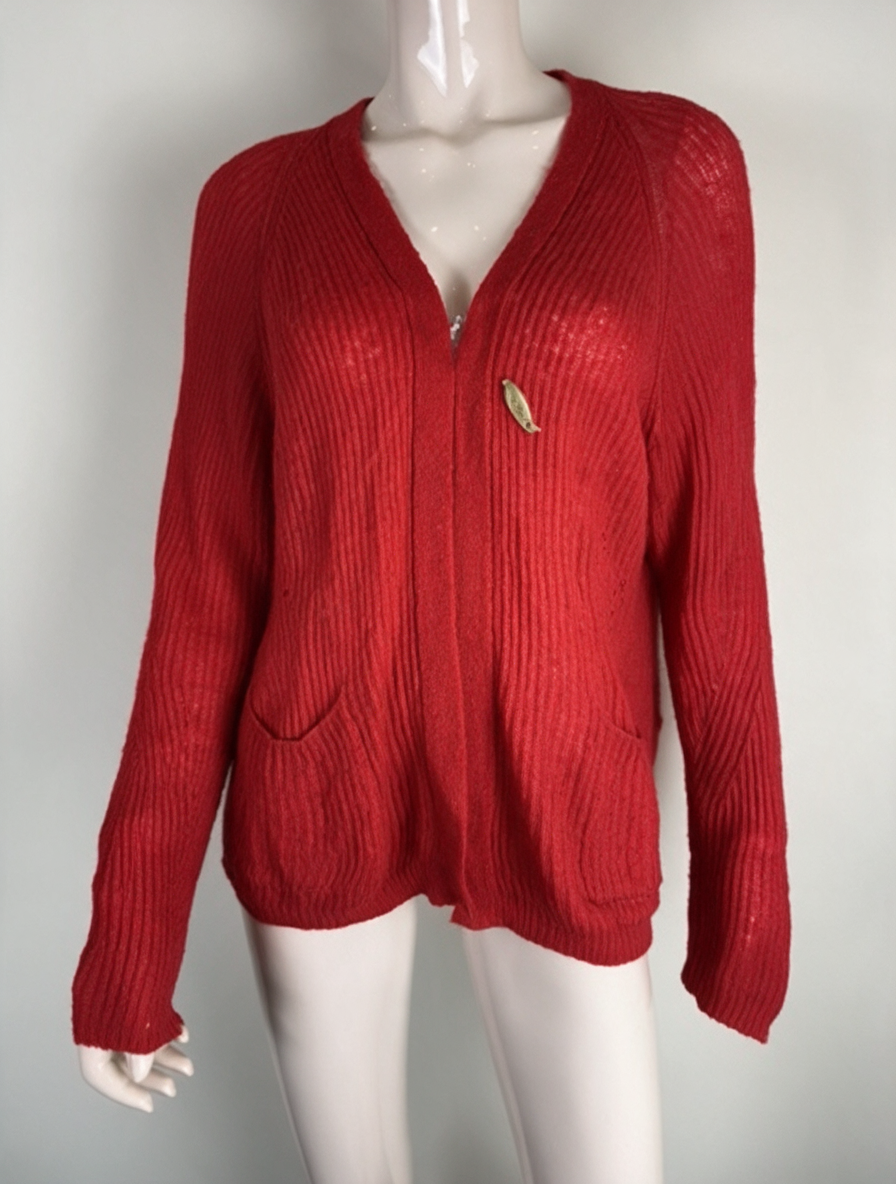Fabienne Chapot - Vest - rood, gebreid, V-hals - L