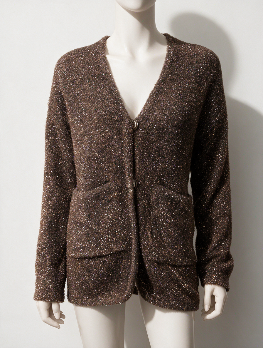 ESSENTIEL ANTWERP - Vest - bruin gemêleerd, subtiele glans, knoopsluiting - S