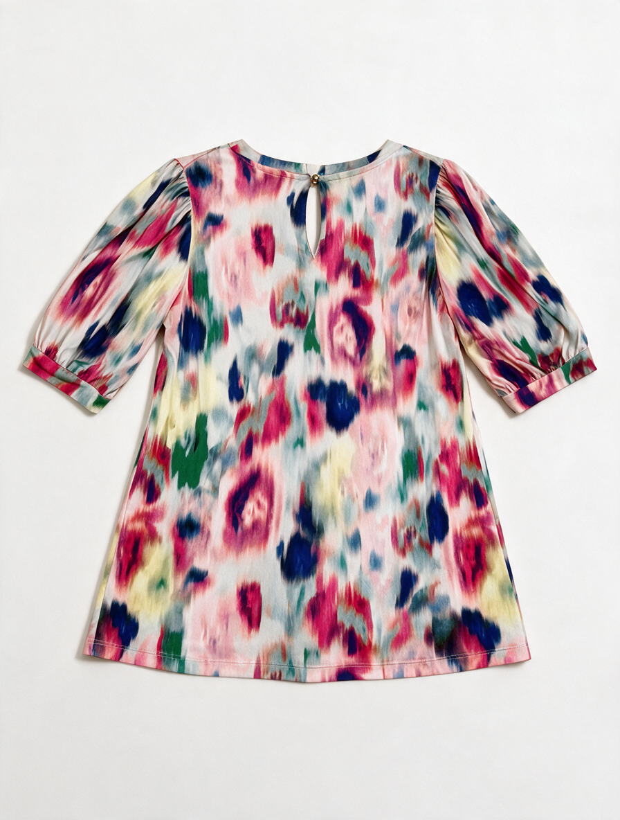 IN FRONT - Blouse - meerkleurig, abstract bloemenpatroon, halflange mouwen - S