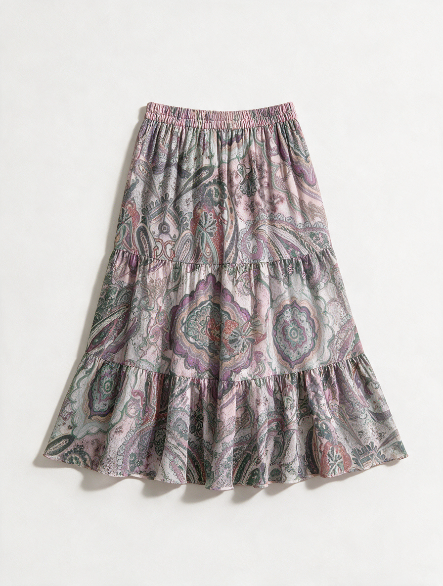 GERRY WEBER - Rok - paisleyprint, A-lijn, elastische tailleband