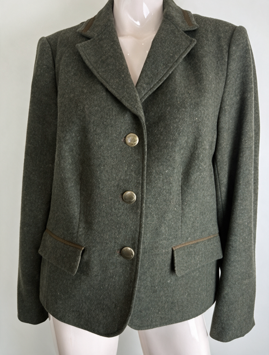 MONA - Blazer - groen, 100% scheerwol, getailleerd - XL