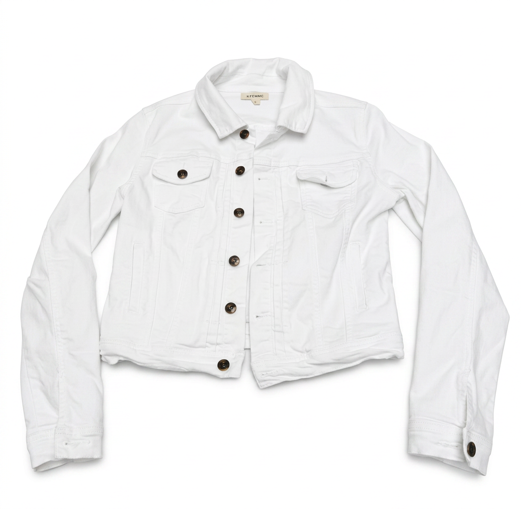 Jas - wit, denim, knoopsluiting