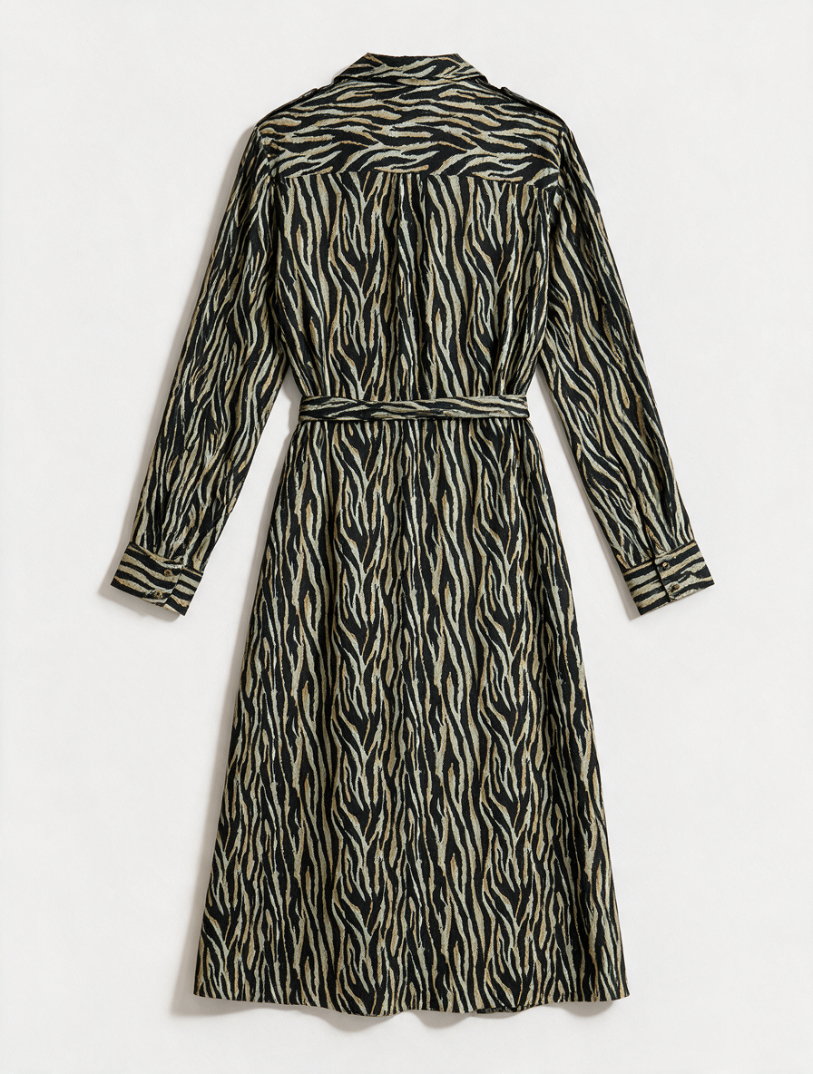 Garcia - Jurk - zebraprint, midi-lengte, ceintuur - S