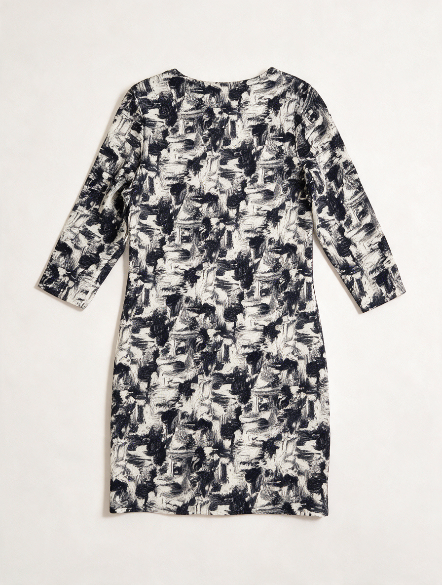 ESSENTIEL Antwerp - Jurk - navy-wit, abstracte print, V-hals - S