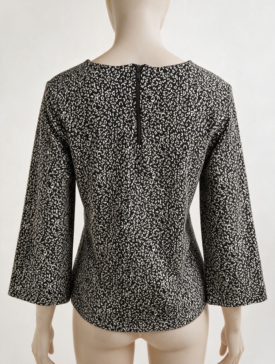 Catwalk Junkie - Blouse - zwart-wit, abstract patroon, lange mouwen - M
