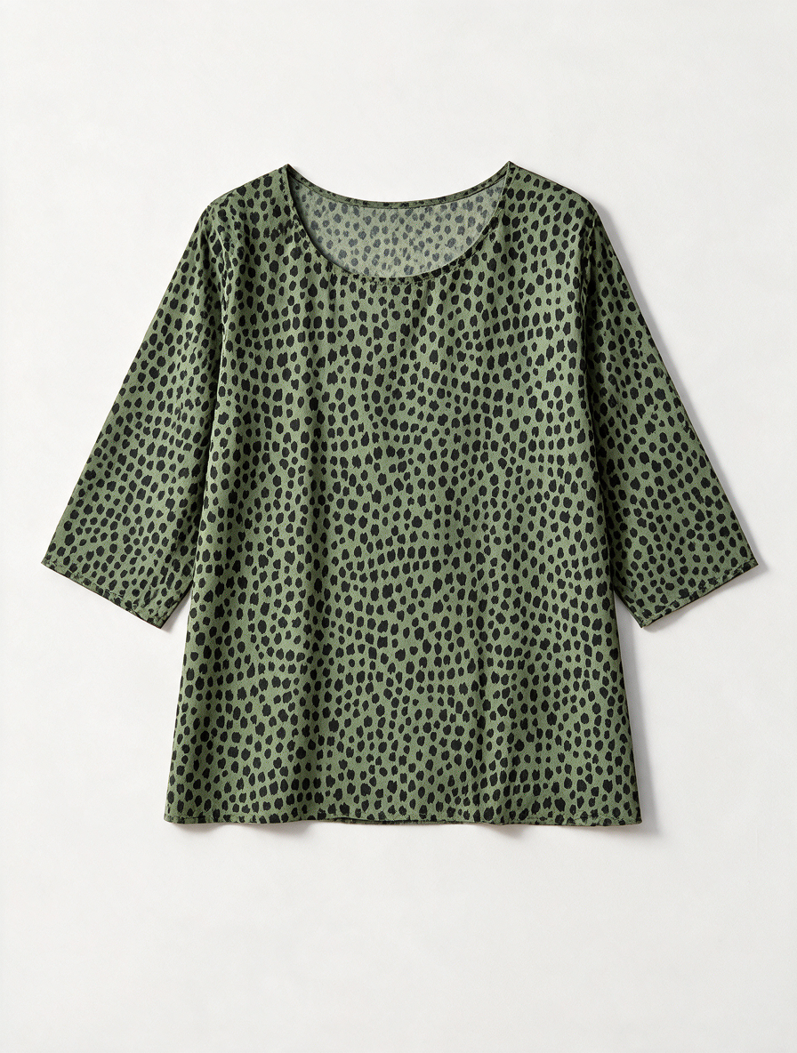 CATWALK JUNKIE - Top - groen-zwart, gevlekt dessin, 3/4 mouw - M