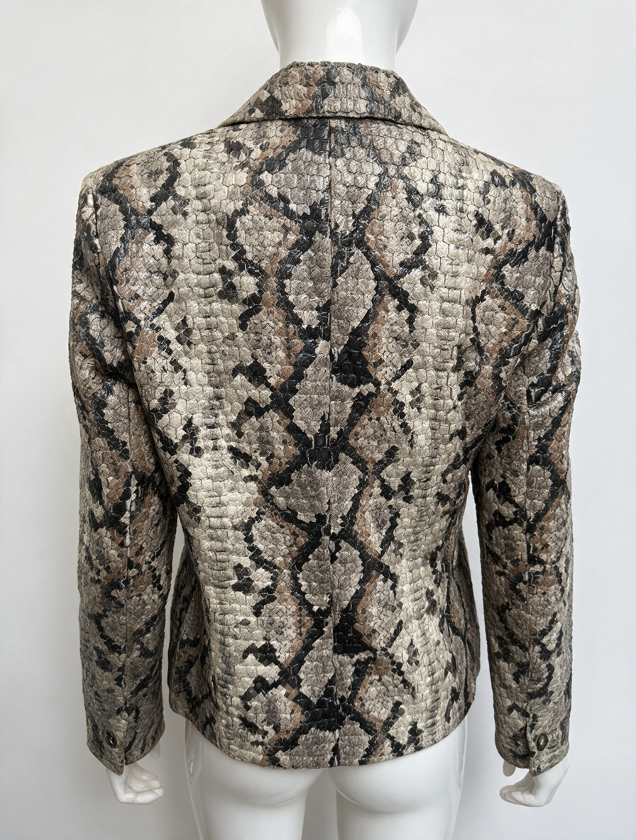 3 three - Jas - slangenprint, éénknoops sluiting, getailleerde pasvorm - XL