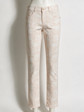 PARA MI - Broek - beige/wit/roze, abstract patroon, rechte pijp