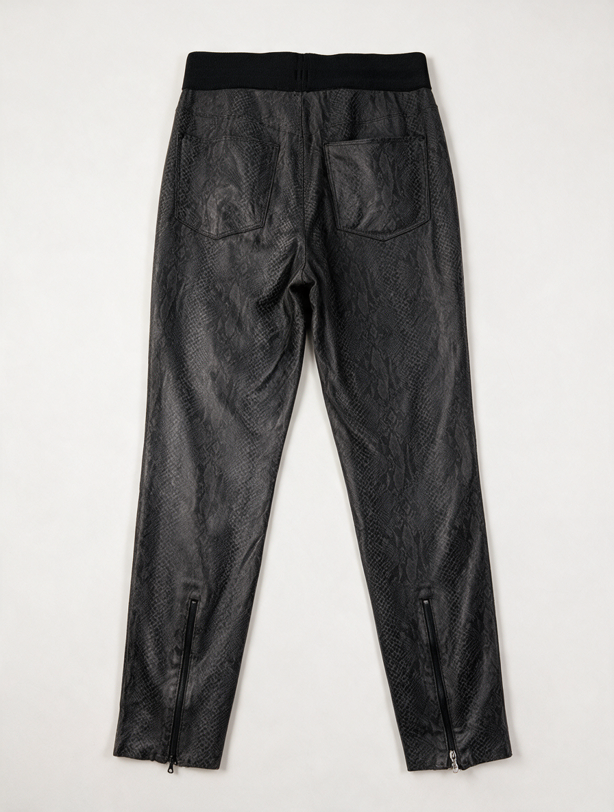 CAMBIO - Broek - zwart, slangenprint, elastische tailleband - S