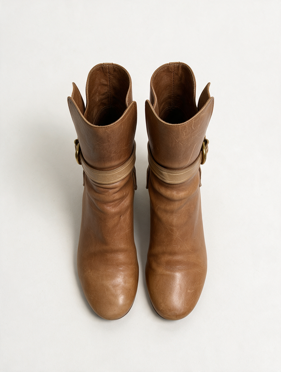 Isabel Marant - Enkellaars - bruin, blokhak, goudkleurige gesp