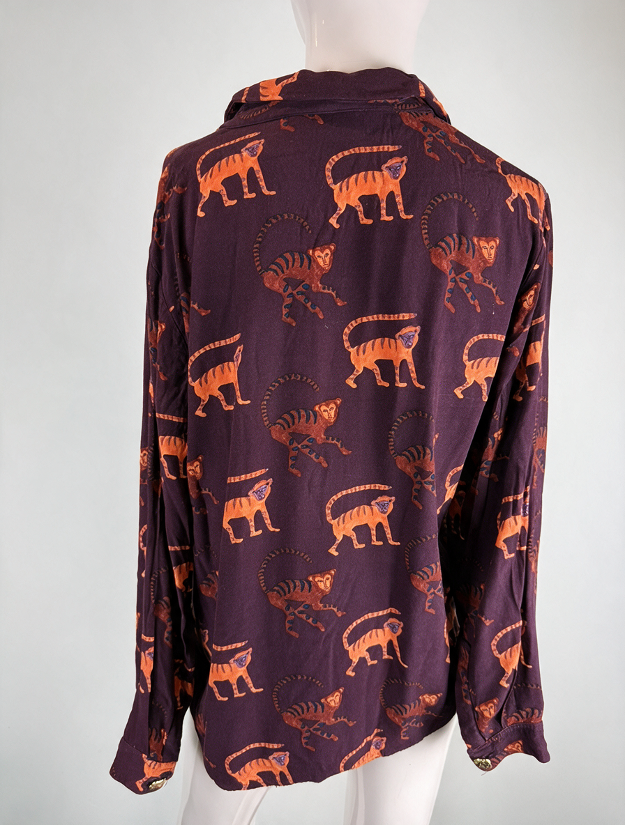 Fabienne Chapot - Blouse - dierenprint, bordeaux/oranje, lange mouwen - XL