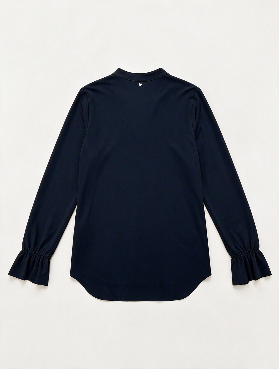 HELENA HART - Blouse - donkerblauw, ruches, opstaande kraag - XL