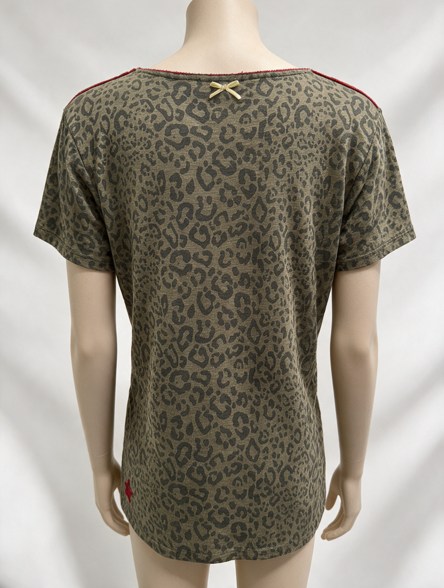 Key Largo - T-shirt - luipaardprint, V-hals, korte mouwen - M