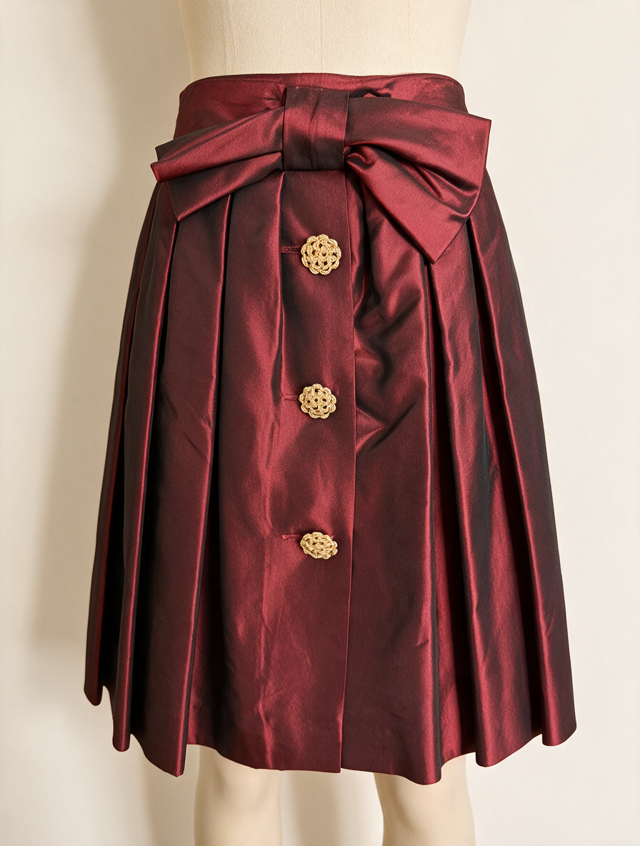 Alain Manoukian Paris - Rok - bordeaux, plooirok, strikdetail - XS