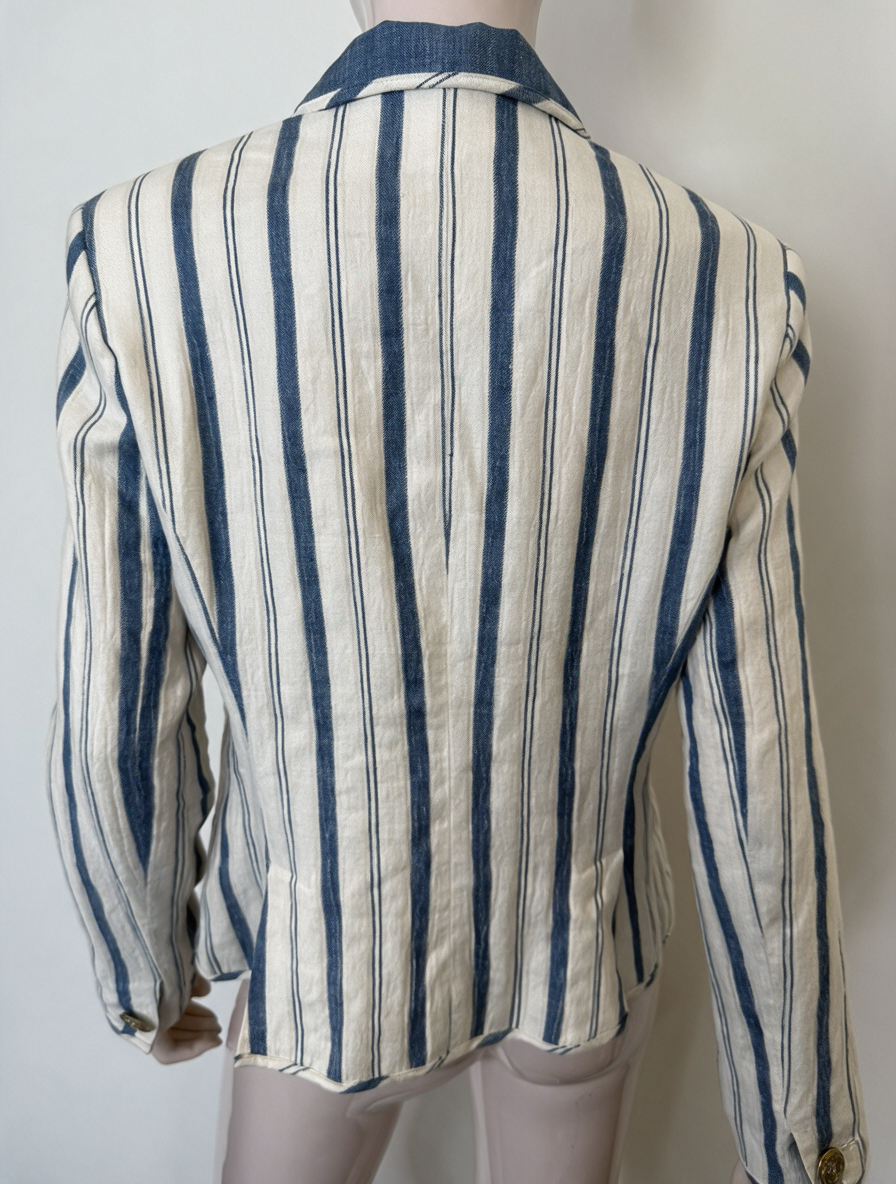 NVSCO - Blazer - crème/blauw gestreept, twee knopen, reverskraag - XL