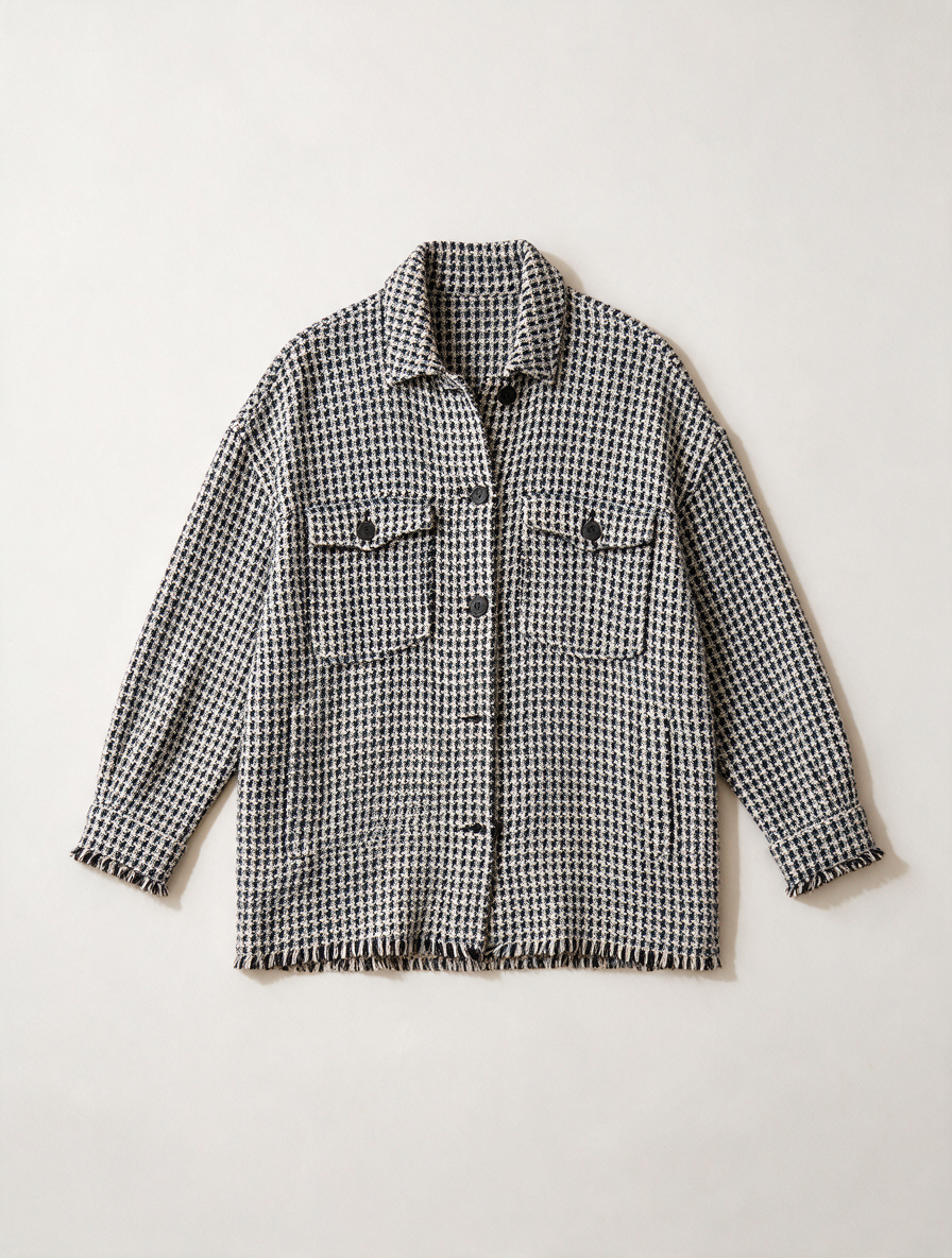 ZARA - Jas - pied-de-poule, oversized pasvorm, knoopsluiting - M