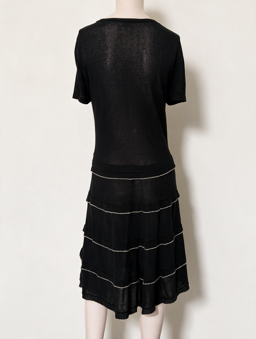 RED VALENTINO - Jurk - zwart, semi doorschijnend, korte mouwen