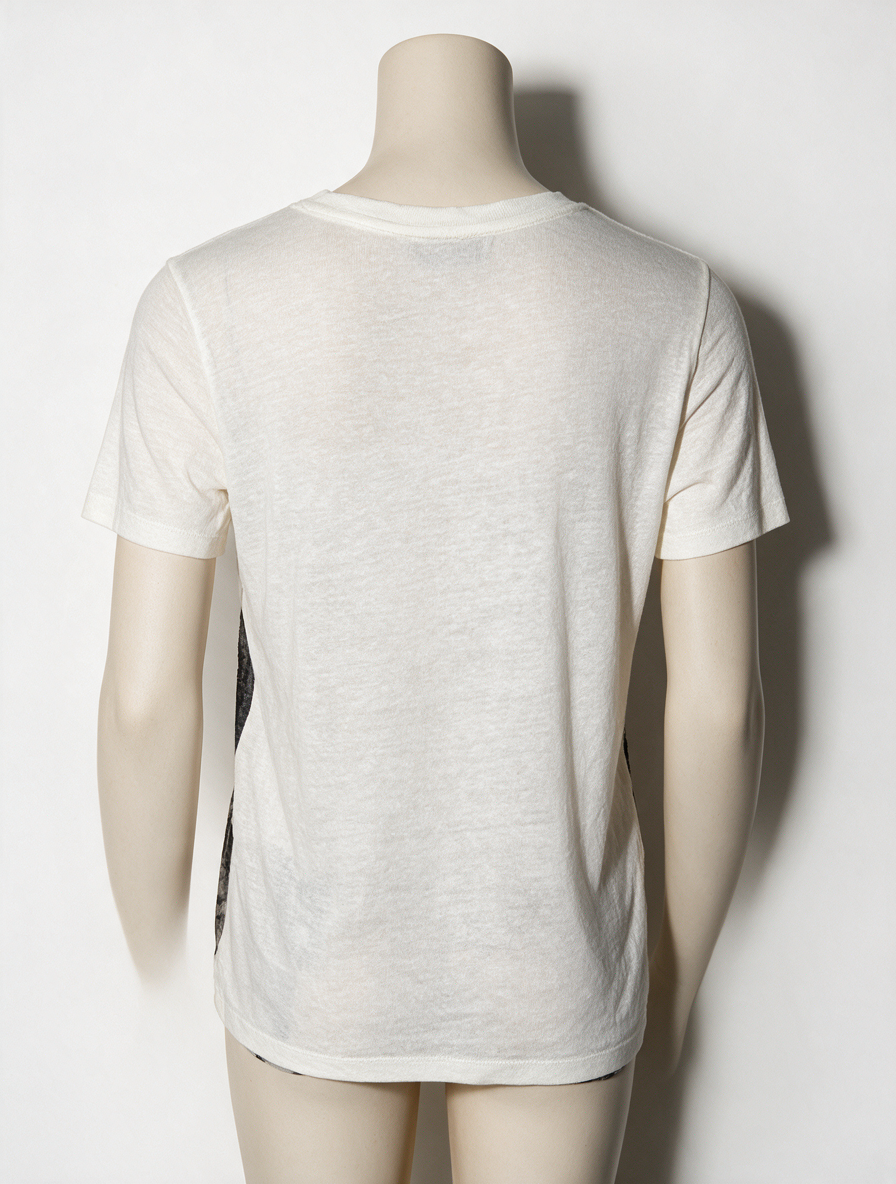 Sandro - T-shirt - crème/zwart, kanten voorkant, bloemenpatroon