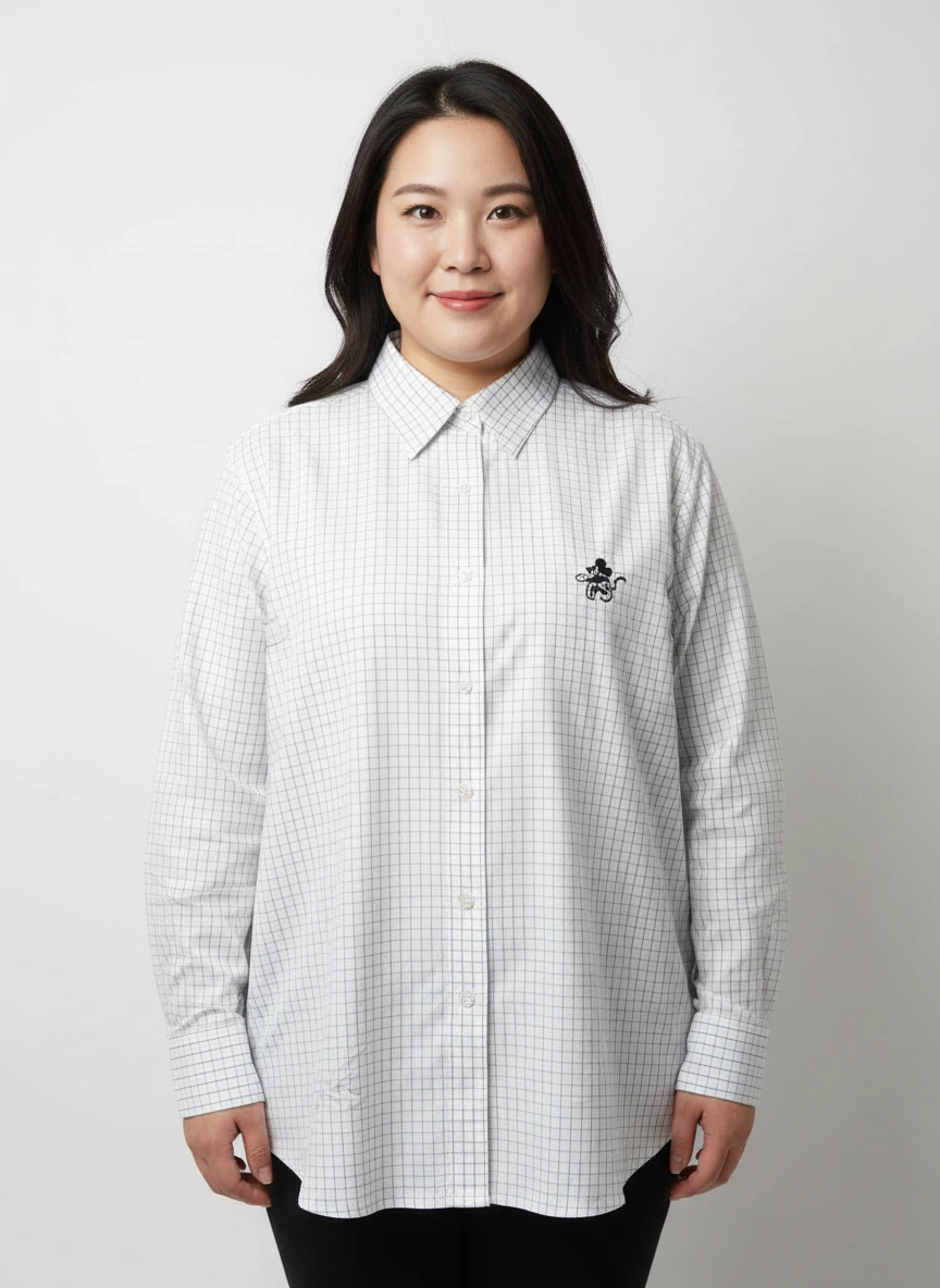 Donaldson Blouse maat 44 Wit grijs geruit patroon