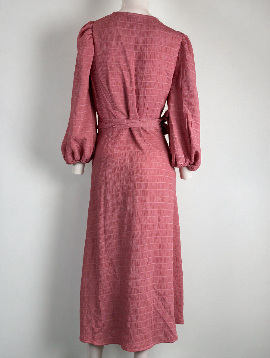 ICHI - Jurk - roze, wikkelmodel, V-hals - XS