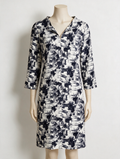 ESSENTIEL Antwerp - Jurk - navy-wit, abstracte print, V-hals - S