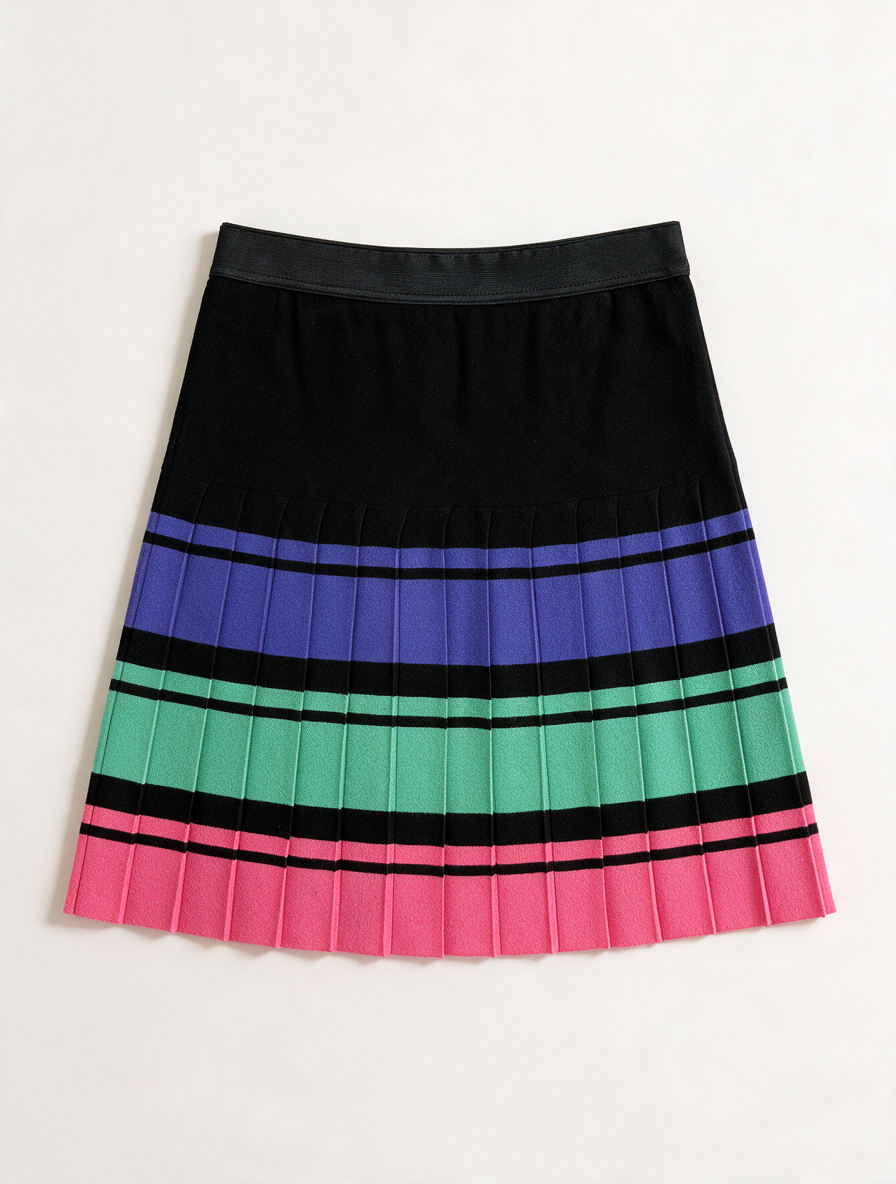 Marc Cain - Rok - plissé, kleurblokken, elastische tailleband - S