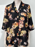 SELECTED - Blouse - zwart, bloemenprint, korte mouw - S