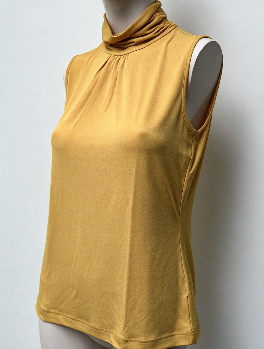 TAIFUN COLLECTION - Top - geel, mouwloos, colhals - L