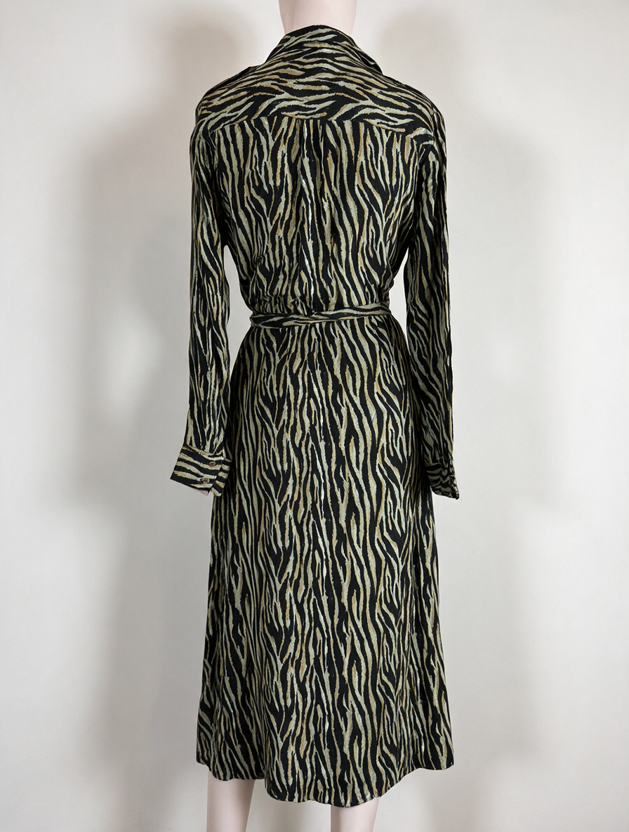 Garcia - Jurk - zebraprint, midi-lengte, ceintuur - S