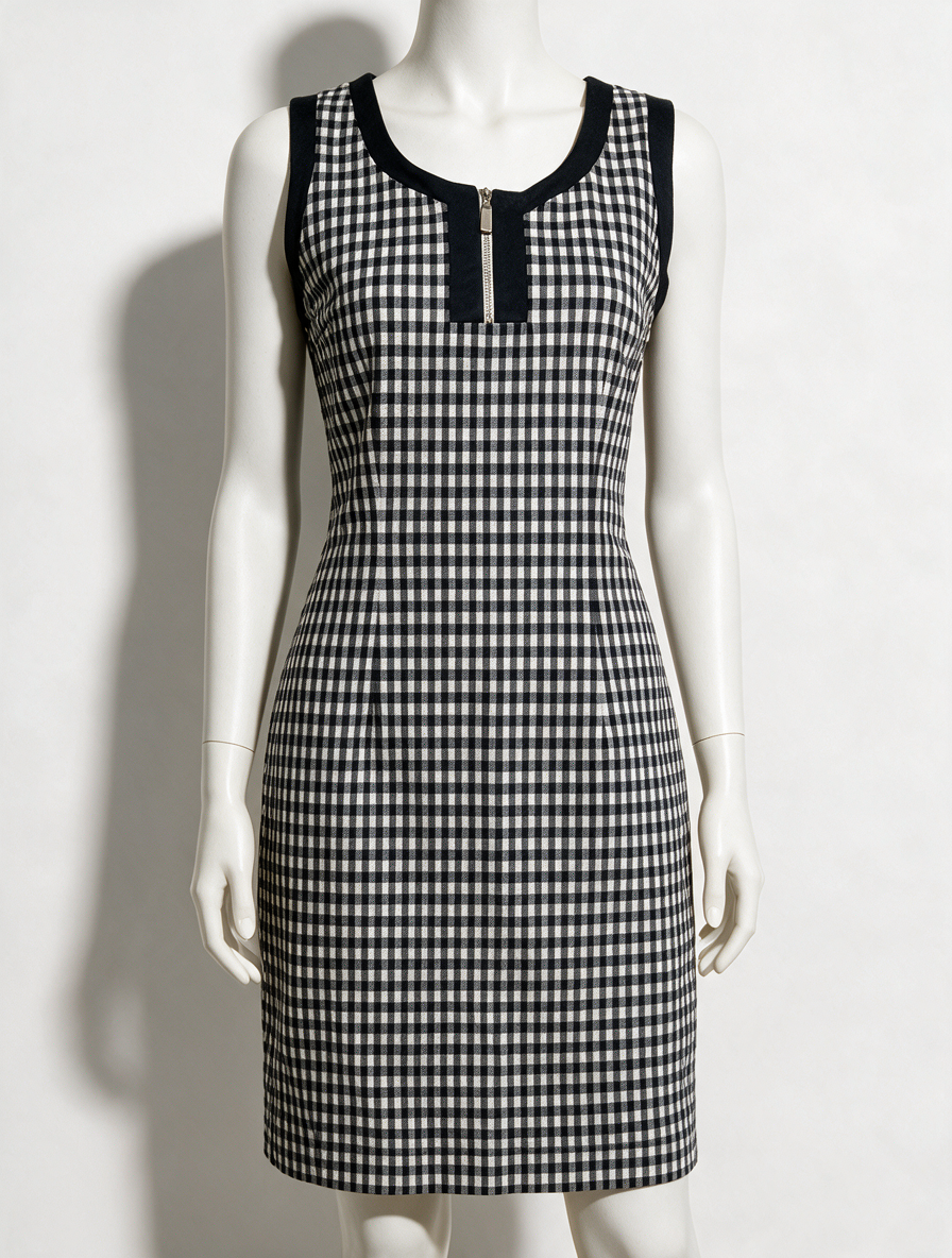 Caroline Biss - Jurk - zwart-wit geruit, mouwloos, ritssluiting voor - L