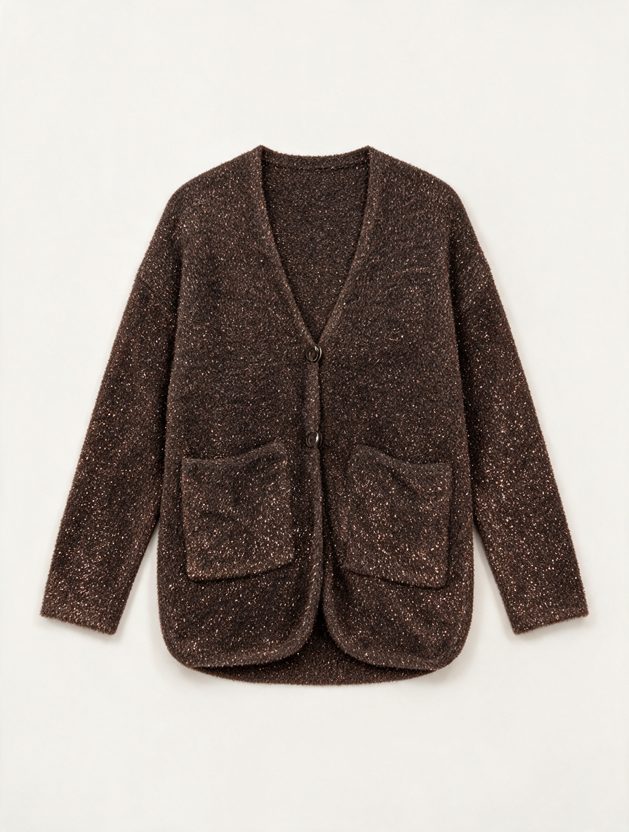 ESSENTIEL ANTWERP - Vest - bruin gemêleerd, subtiele glans, knoopsluiting - S