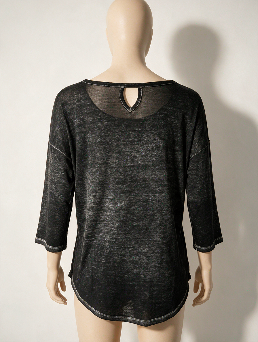 Key Largo Shirts - Top - zwart, tekstprint 'Love This Way', 3/4 mouw - M