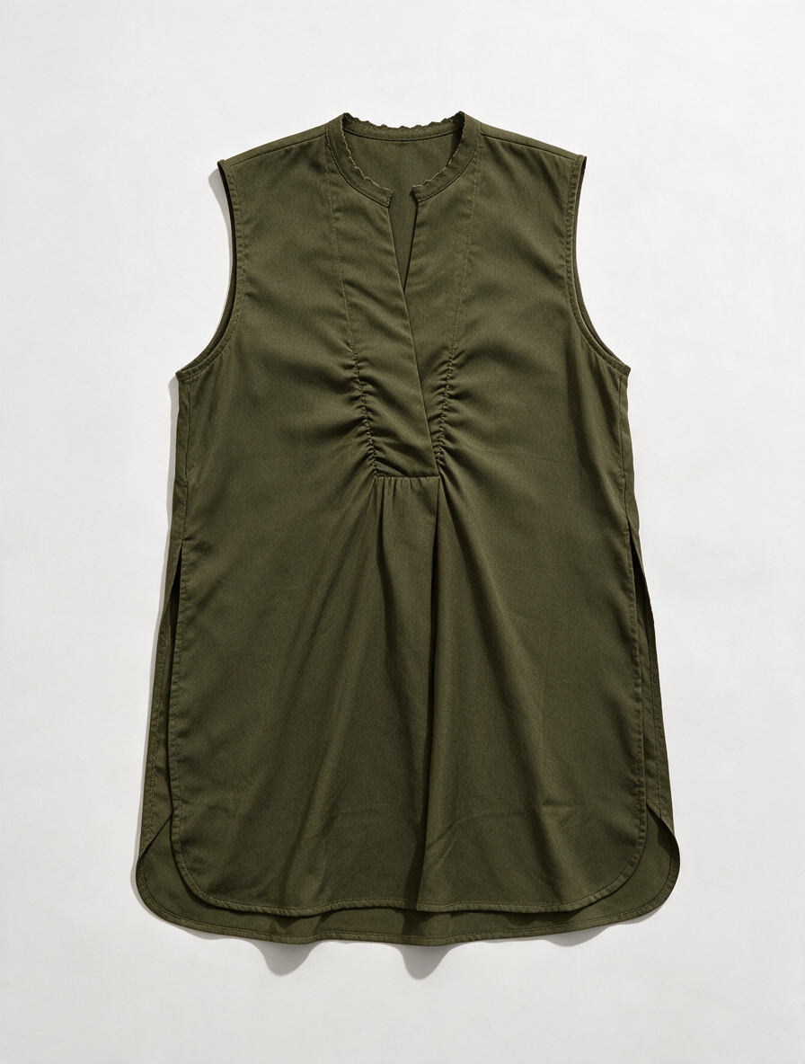 Maria Tailor - Blouse - khaki, mouwloos, V-hals - S